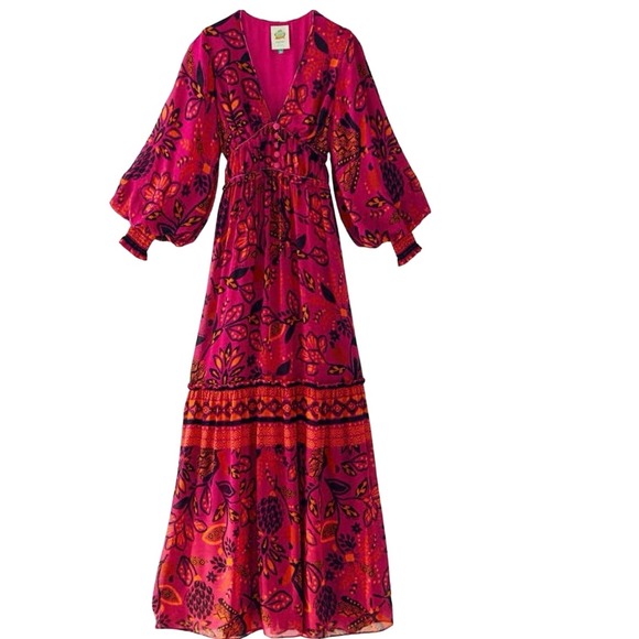 FARM Rio Dresses & Skirts - Anthropologie Farm Rio Pink Macaw Forest Maxi Dress - XL